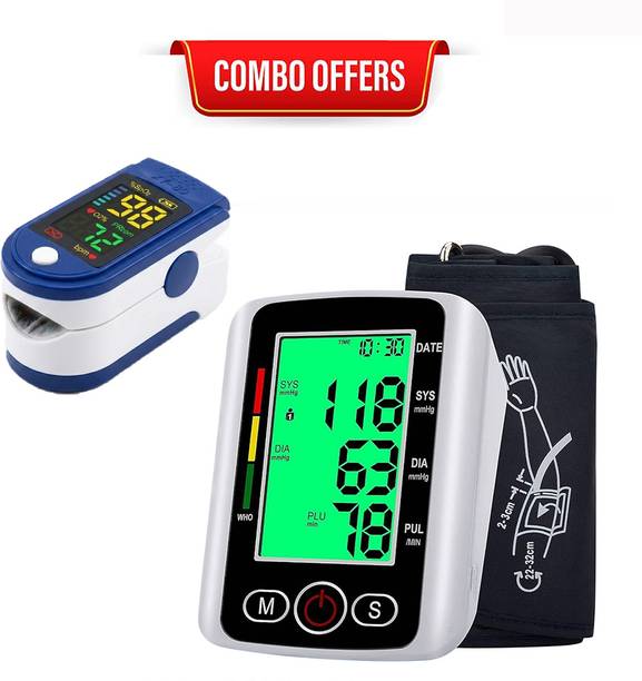 CRETO Automatic BP Monitor with LK87 Pulse Oximeter Complete Home Healthcare Kit Bp Monitor