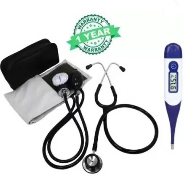 RnB Aneroid Doctor Sphygmomanometer Manual Blood Pressure Monitor with Diamond Stethoscope(Blue) And Digital Thermometer Bp Monitor