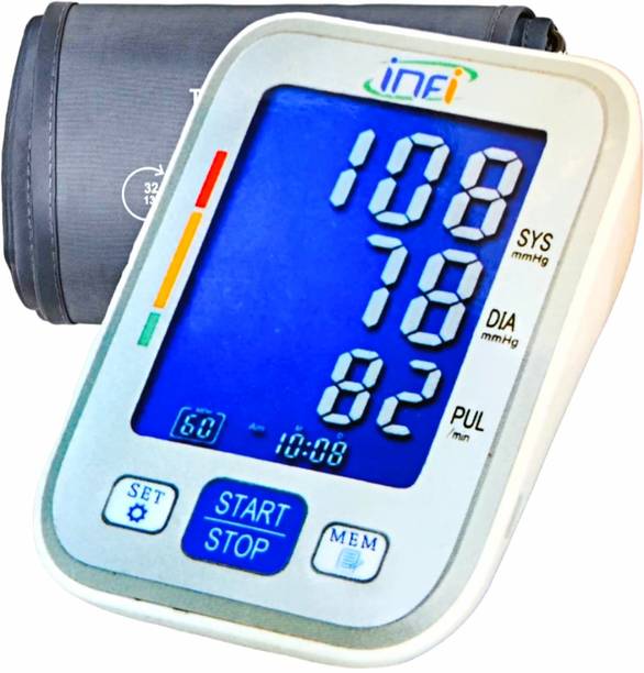 INFI DIGITAL UPPER ARM BP Monitor With Blue Backlit LCD and Both Power Source AA Batteries & C Type USB Port (MADE IN INDIA) Bp Monitor