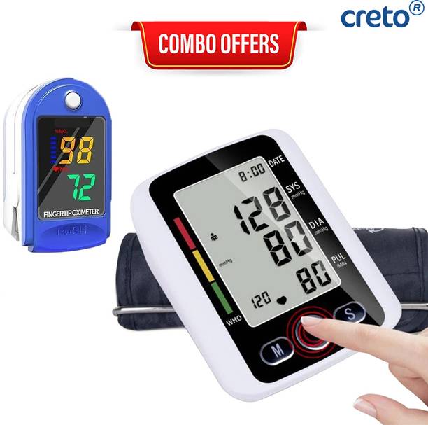 CRETO Automatic BP Monitor Combo with LK87 SpO2 Pulse Rate Finger Oximeter Bp Monitor