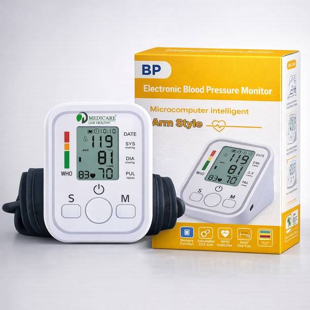 D MEDICARE DMBPP003 Fully Automatic Digital BP Monitor |Accurate Reading with Voice Assistance Bp Monitor