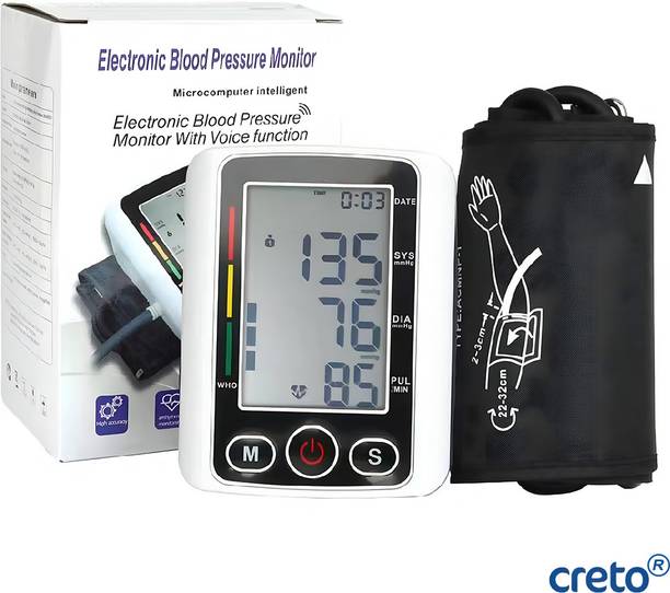 CRETO 3 Color Display BP Monitor, Upper Arm Cuff, (LCD Digital Display) WHO Indicator. Bp Monitor