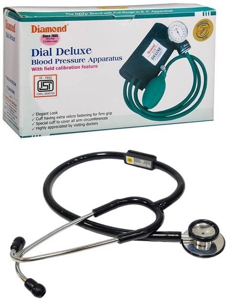 DIAMOND Dial Deluxe Blood Pressure Apparatus With 3S Black Stethoscope Bp Monitor