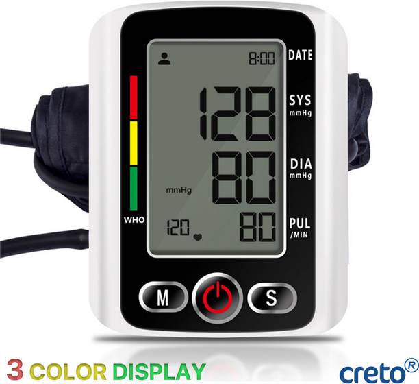 CRETO 3 Color Display, Blood Pressure Monitor, Upper Arm Cuff, Digital LCD Display Bp Monitor