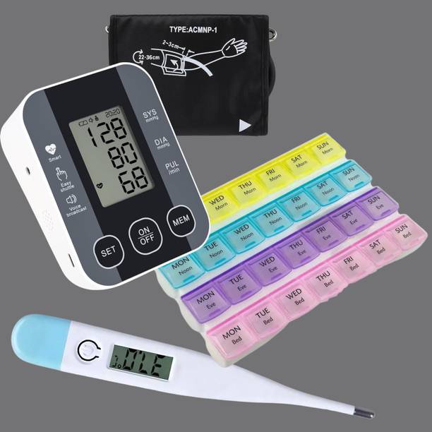 Balson AK_S10 Digital Blood Pressure Monitor with Talking Guidance, Digital Thermometer & CG-101 Hot & Cold Gel for Precise Monitoring and Injury Recovery I Bp Monitor