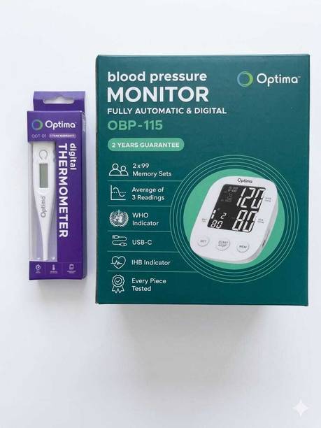 OPTIMA Fully Automatic Digital BP Monitor (OBP-115) with Digital Thermometer Combo BP-115 Bp Monitor