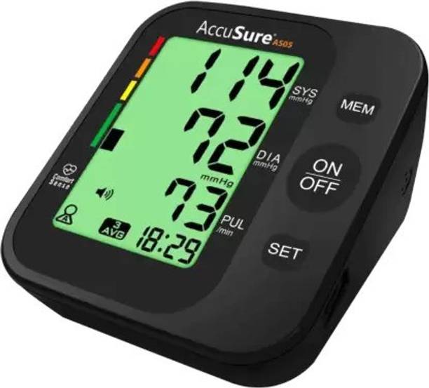 AccuSure AS05 3 Color Smart Display Arm Cuff Digital BP With MT 1027 Thermometer ACCUSURE AS05 Bp Monitor