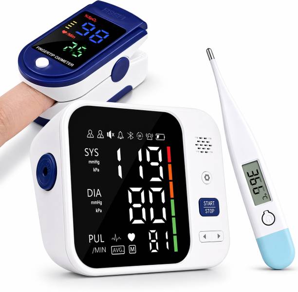 Aika (Combo Pack) AK-666 Rechargeable Digital Arm BP Monitor Fully Automatic AK-45 Digital Thermometer & AK-32 Digital Pulse Oximeter (6 Month Warranty) Bp Monitor