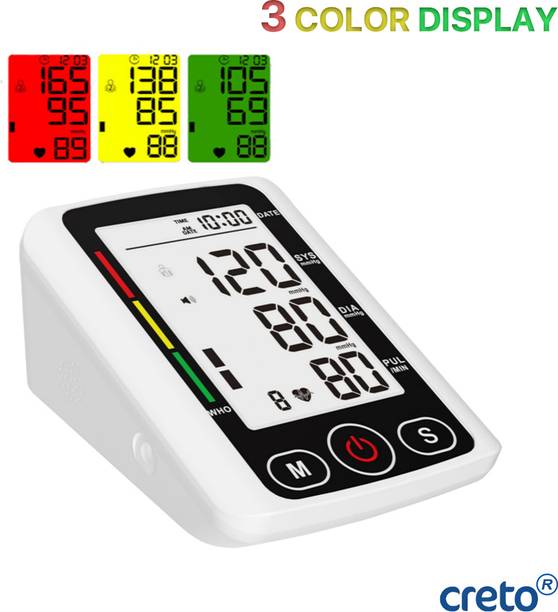 CRETO 3 Color LCD Display- Upper Arm Cuff, with Voice Announcement Bp Monitor