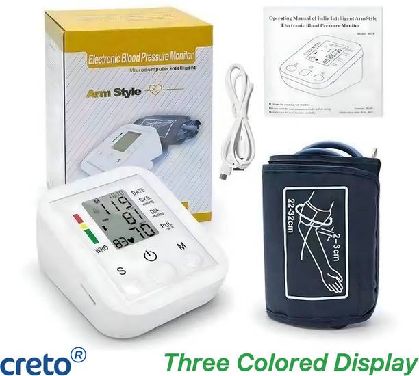 CRETO Electronic Blood Pressure Monitor, Upper Arm Cuff, Digital LCD Display. Bp Monitor