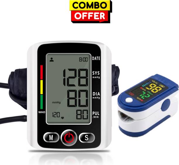 OYD Big Display BP Machine Combo with LK87 Health Tracker with voice feature and 3 colour back light Bp Monitor