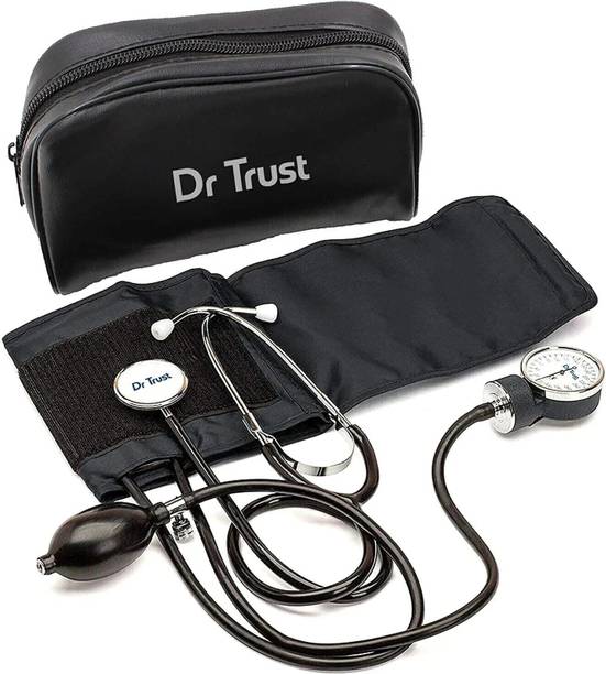 Dr Trust (USA) Clock Dial Type Aneroid Palm Manual Professional Sphygmomanometer with Stethoscope & Pressure Gauge Blood Pressure Machine (Adult Cuff & Carry Case Included) Bp Monitor