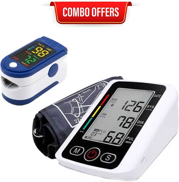 CRETO Combo Pack Digital Blood Pressure Monitor and LK87 Pulse Oximeter for Home Bp Monitor