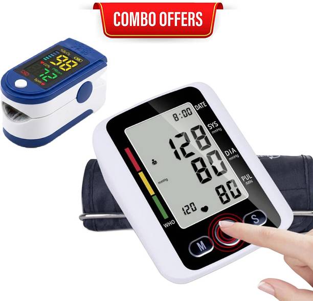 CRETO Digital BP Monitor with LK87 Portable Finger Pulse Oximeter Combo Set Bp Monitor