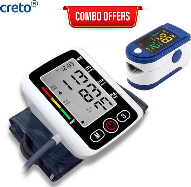 CRETO Digital Blood Pressure Machine with LK87 Pulse Oximeter Complete Health Combo Bp Monitor