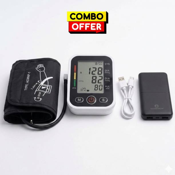 OYD Digital BP Monitor with Rechargeable Power Bank Combo for Easy Travel With Colour Back Light & Voice Announcemnet Bp Monitor