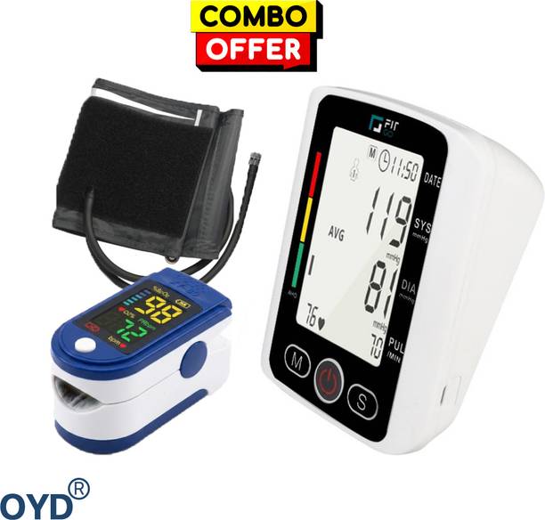 OYD Automatic BP Machine and LK87 Oximeter Combo for Families with voice feature and 3 colour back light Bp Monitor