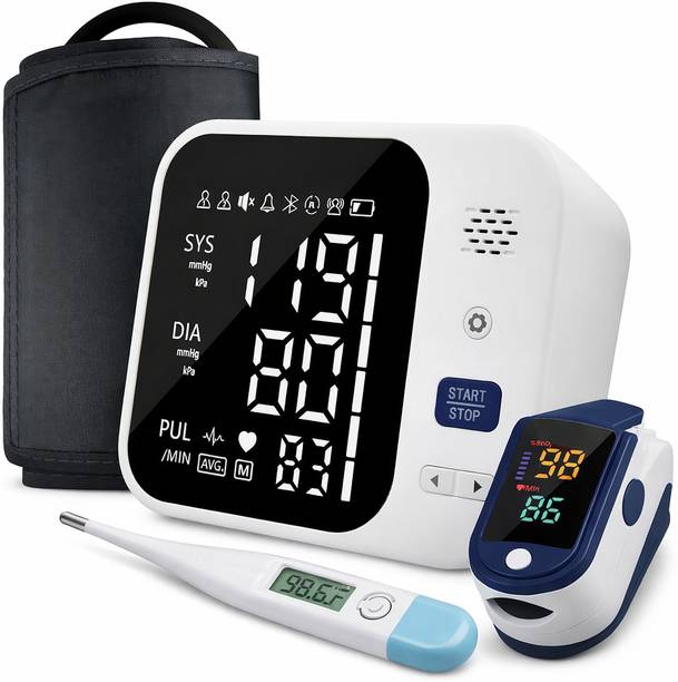 Balson BLSN-666 Rechargeable Arm Blood Pressure Monitor with Fully Automatic Function with Large Display, BLSN-45 Thermometer & BLSN-32 Digital Oximeter I Bp Monitor