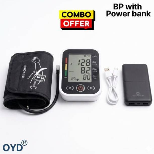 OYD BP Monitor Combo with Rechargeable Power Bank and Compact Design With Colour Back Light & Voice Announcemnet Bp Monitor