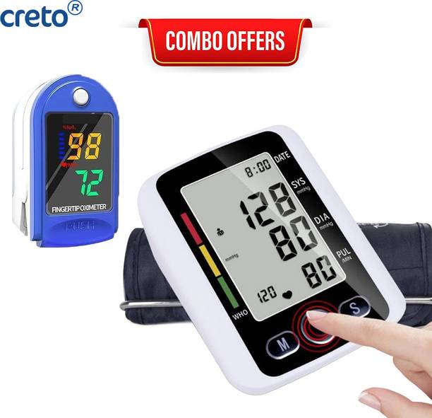 CRETO Home Health Combo Digital BP Monitor and LK87 Pulse Oximeter Kit Bp Monitor