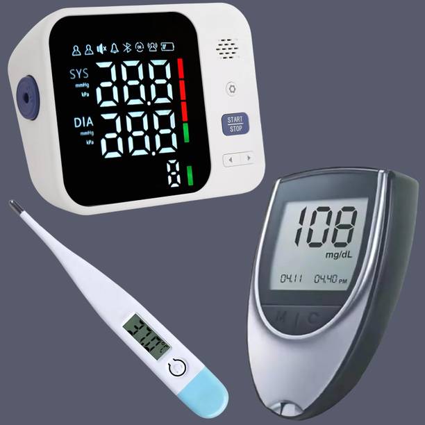 Balson (Combo Pack of 3) AK-666 Rechargeable, Digital, Automatic BP Monitoring Machine, BLSN-45 Digital Thermometer & BLSN-32 Digital Oximeter Bp Monitor