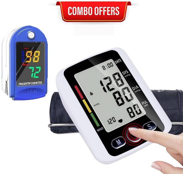 CRETO BP Monitor and LK87 Blood Oxygen Pulse Rate Monitor Home Care Combo Bp Monitor
