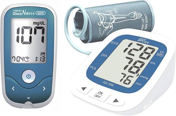 STANDARD Blood Pressure Monitor with Gluconavii GDH Blood Glucose Monitoring Machine | Sugar Testing Device| Diabetes Checking Meter | Standard Combo Bp Monitor