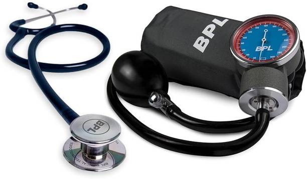 BPL Medical Technologies 91MED780+91MED0136 Manual Large Dial Aneroid Sphygmomanometer with ST-03 Brass Dual Stethoscope Bp Monitor