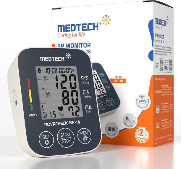 Medtech BP18 Portable Automatic Digital Blood Pressure Monitor Machine works with Type-C BP18 Bp Monitor