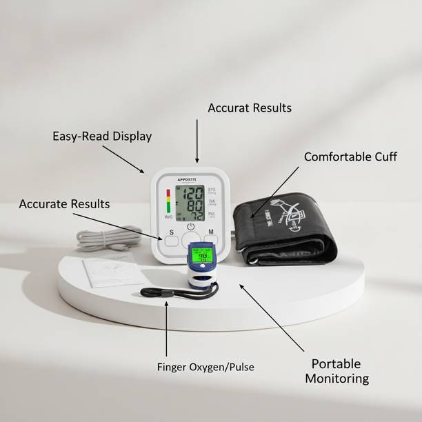 Apposite Digital BP Monitor with LK87 Finger Pulse Oximeter Combo SpO2 Bp Monitor Bp Monitor