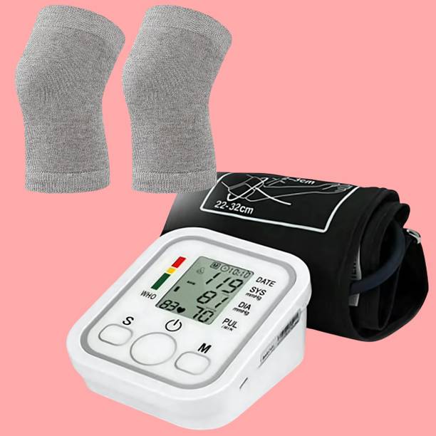 Balson Combo Pack: AK-555 Digital Blood Pressure Monitor with Voice Guidance & KNECAP-101 Knee Cap for Joint Support I Bp Monitor
