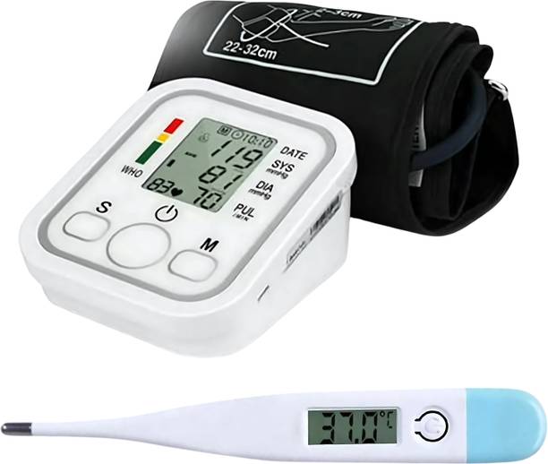 Balson Combo Pack BLSN-555 BP Monitor for Pressure Measurement Home Use Fully Automatic & BLSN-45 Clinically Tested Digital Thermometer I Bp Monitor