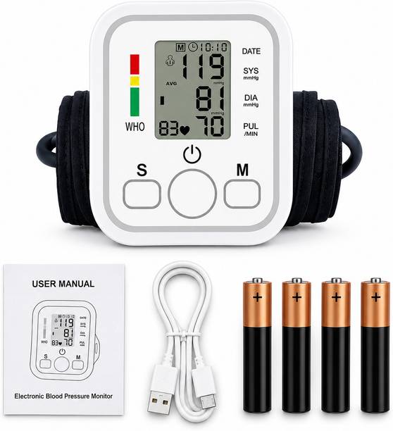 PLEXAL Automatic Digital BP Monitor with Arm Cuff & Large LCD Pulse Display with One-Touch Measurement Bp Monitor
