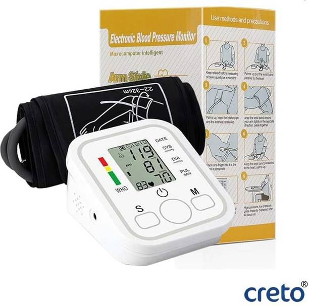 CRETO Blood Pressure Monitor, Upper Arm Cuff, Digital LCD Display Bp Monitor