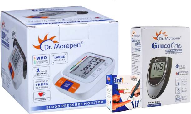 Dr. Morepen BP-15 Blood Pressure Monitor , Glucometer and infi lancets combo pack BP-15 , Glucometer, lancets Bp Monitor