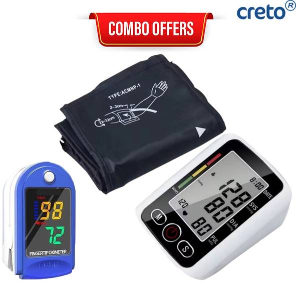 CRETO BP Monitor Combo Pack with LK87 LED Pulse Oximeter Finger Clip Bp Monitor