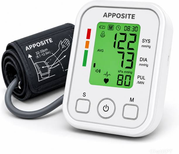 Apposite BP_moniter KK-2 Digital Blood Pressure Monitor, Upper Arm Style with LCD Display,(White) Bp Monitor