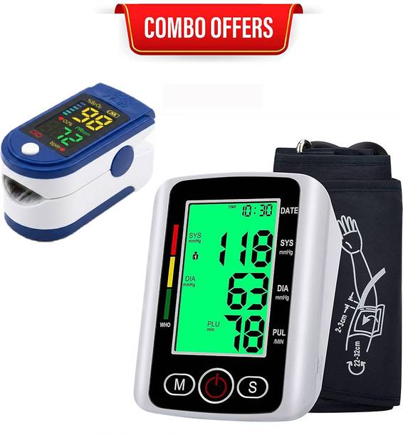 CRETO Combo Pack Digital BP Monitor with LK87 Fingertip Pulse Oximeter SpO2 Bp Monitor