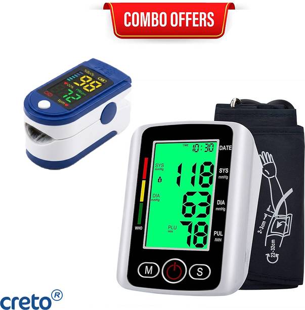 CRETO Digital Blood Pressure Monitor with LK87 Oxygen Saturation Finger Monitor Bp Monitor