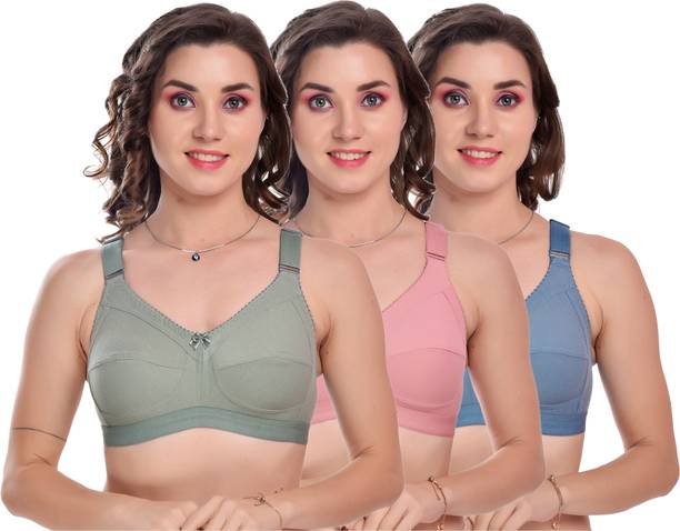 TEENPLUS Bra Without Pad Double Layered Bra For Women T Shirt Bra Bra Size 44 C bra pack Women T-Shirt Non Padded Bra