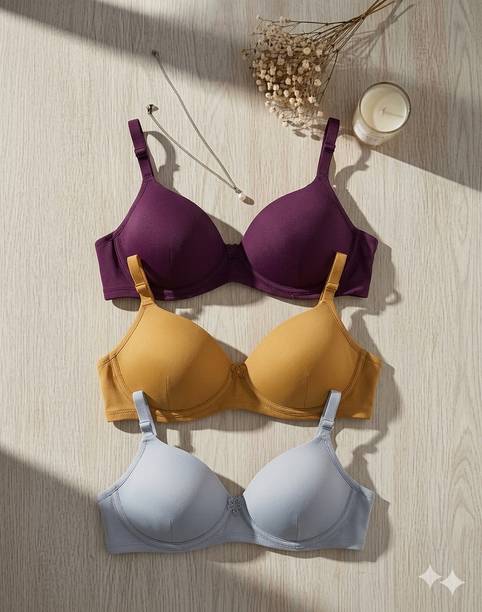 CALCADOS Women T-Shirt Lightly Padded Bra