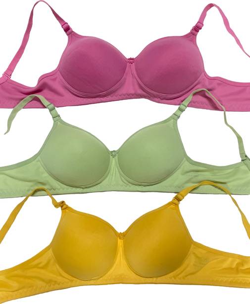 Bilqis -Padded,Pack of 3 Women T-Shirt Lightly Padded Bra (Multicolor) Women Full Coverage Lightly Padded Bra