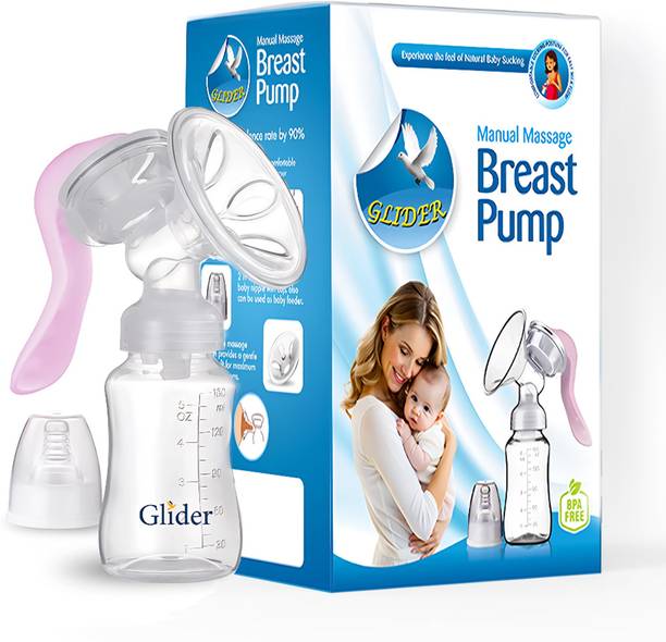 GLIDER Manual Breast Pump | Silicone Cushion - Ultra Comfort & Quiet | BPA Free | 250ml  - Manual