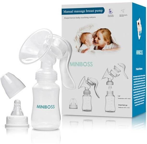 Miniboss Soft Silicone Leak-Proof Manual Breast Pump for Women-150ml White Bottle  - Manual