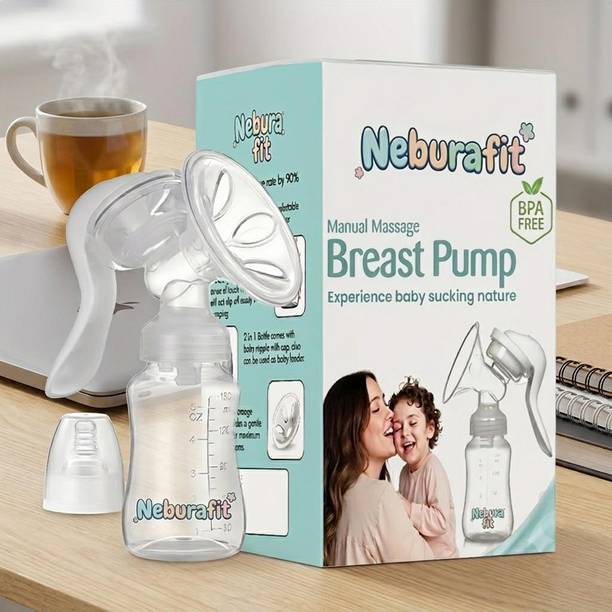 Neburafit Portable Breast Milk Pump Feeding Bottle Combo for Breastfeeding Moms  - Manual