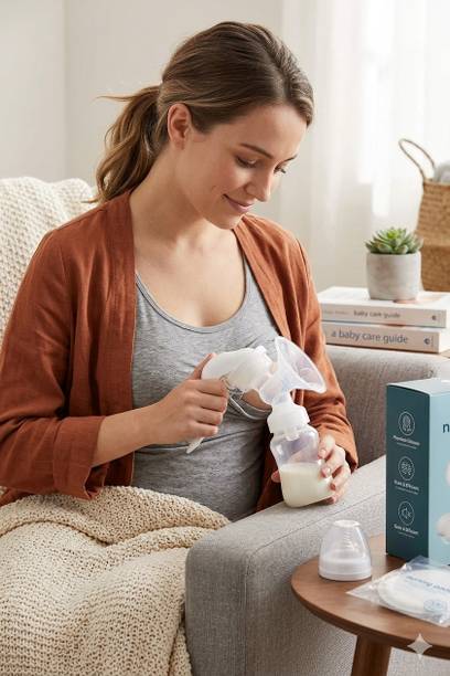 GOREVIZON OPPOSED Manual Breast Pump with Silicone Cushion & Bottle  - Manual