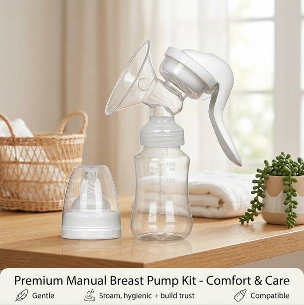 GOREVIZON OPPOSED Manual Breast Pump with Silicone Cushion & Bottle  - Manual