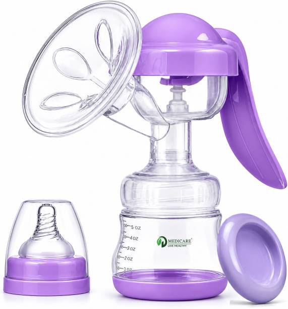 D MEDICARE Manual Breast Pump BPA Free | Double Suction | Massage Cushion | Travel-Friendly  - Manual