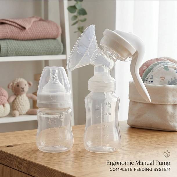 GOREVIZON OPPOSED Manual Breast Pump with Silicone Cushion & Bottle  - Manual