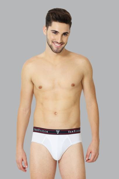Men White Solid Colour Fresh Open Fly Briefs Men Brief